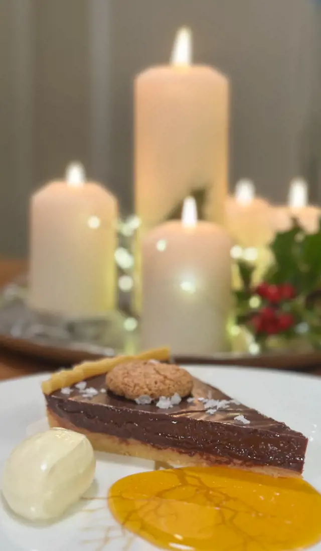 Neven’s Hazelnut Chocolate Tart with Citrus Caramel