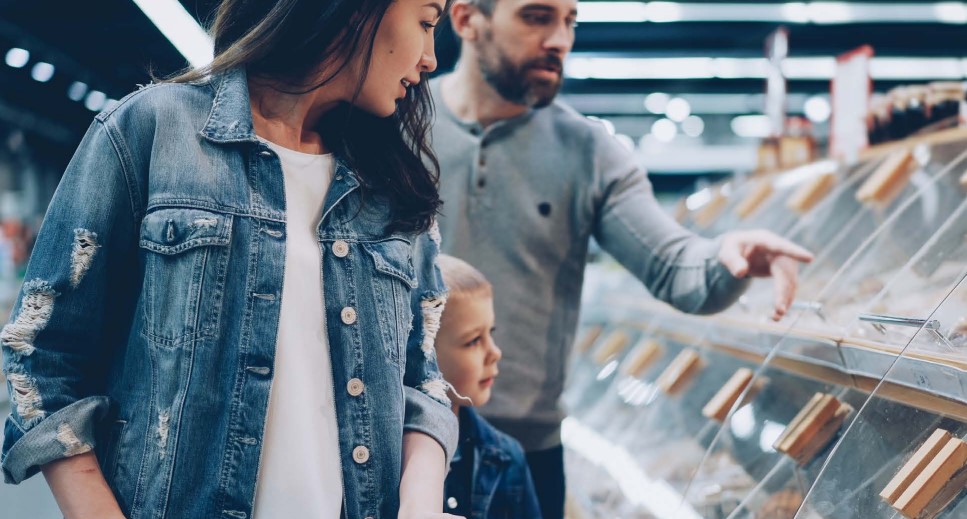 family shopping in a supermarket