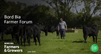 Farmer Forum Banner image featuring farm and cows and logo text of Bord Bia farmers and Growers