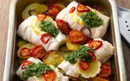 Baked Hake with Herb Dressing