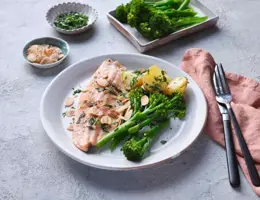 Oven Baked Trout with Lemon, Herbs and Flaked Almonds