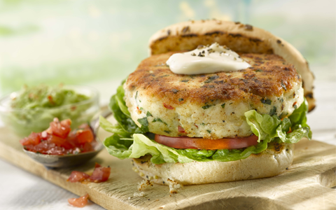 Fish Burgers with Tomato Salsa and Chunky Guacamole