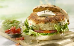 Fish Burgers with Tomato Salsa and Chunky Guacamole