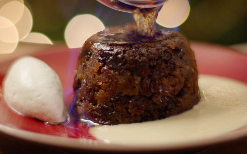 MacNean Plum Pudding with Almond Custard