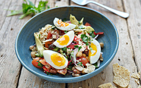 Mexican Salad with Soft Boiled Eggs