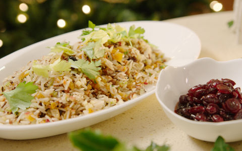 Neven’s Warm Rice Salad with Sour Cranberry Sauce