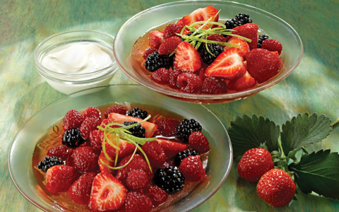 Organic Berries in a Lemongrass Syrup with Organic Natural Yogurt