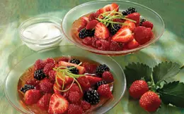 Organic Berries in a Lemongrass Syrup with Organic Natural Yogurt