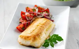 Pan Fried Whiting with Tomato and Red Onion Salad