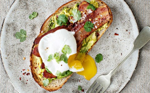 Poached Egg, Bacon and Avocado on Toast