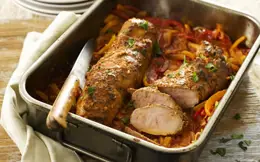 Pork Steak Roasted with Peppers