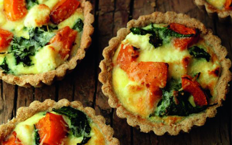 Roasted Squash, Spinach and Goats Cheese Tartlets