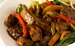 Sizzling Beef with Black Bean Sauce and Stir-Fried Vegetables