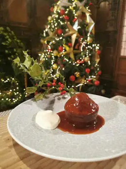 Festive Sticky Gingerbread with Butterscotch Sauce