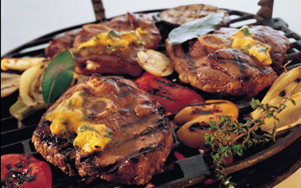 Barbecue Lamb Steaks with Spicy Tarragon and Shallot Butter
