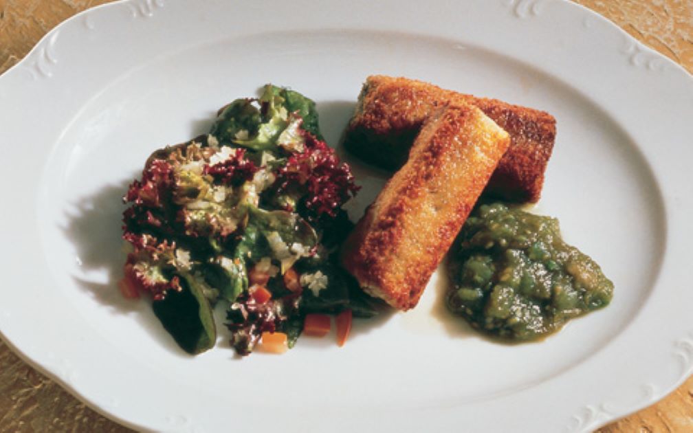 Black Pudding Croquette with Gooseberry Compote