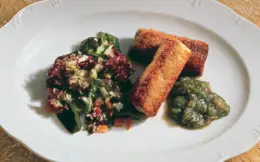 Black Pudding Croquette with Gooseberry Compote