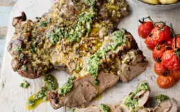 Butterfly Leg of Lamb with a Herb Crust and Salsa Verde