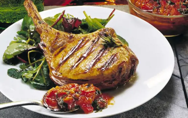 Grilled Pork Chops with Salsa Rossa