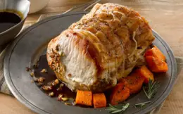 Loin of Pork with Fennel Seeds, Garlic and Roasted Butternut Squash
