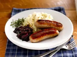Bangers and Mash with Caramelised Onions