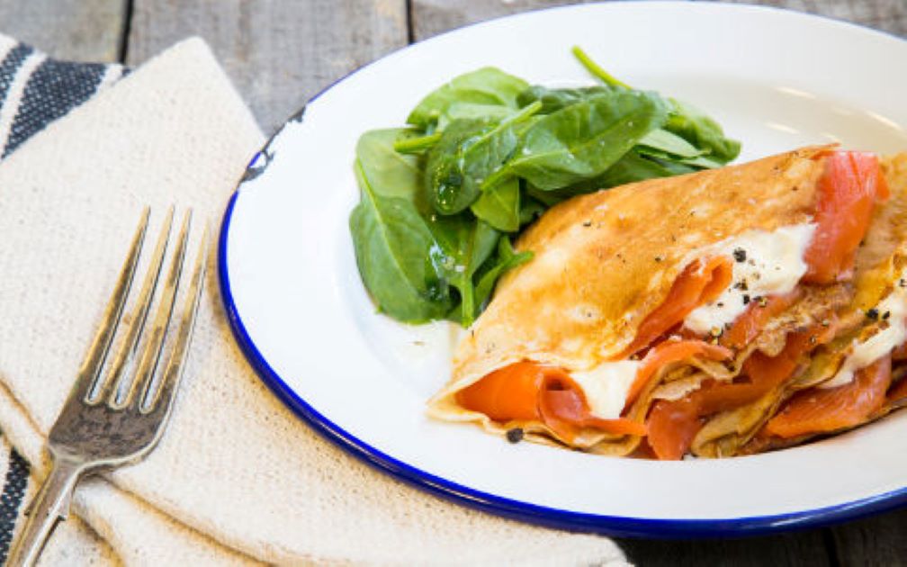 Savoury Pancakes with Smoked Salmon and Crème Fraîche