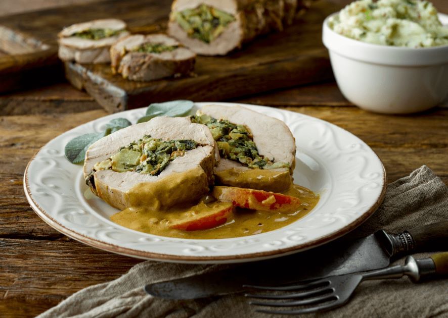 Stuffed Pork Steak with Apple and Cider Sauce