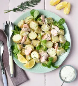 Potato Salad with Poached Salmon