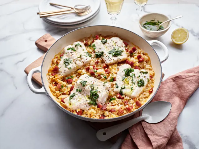 Baked Rice with Hake