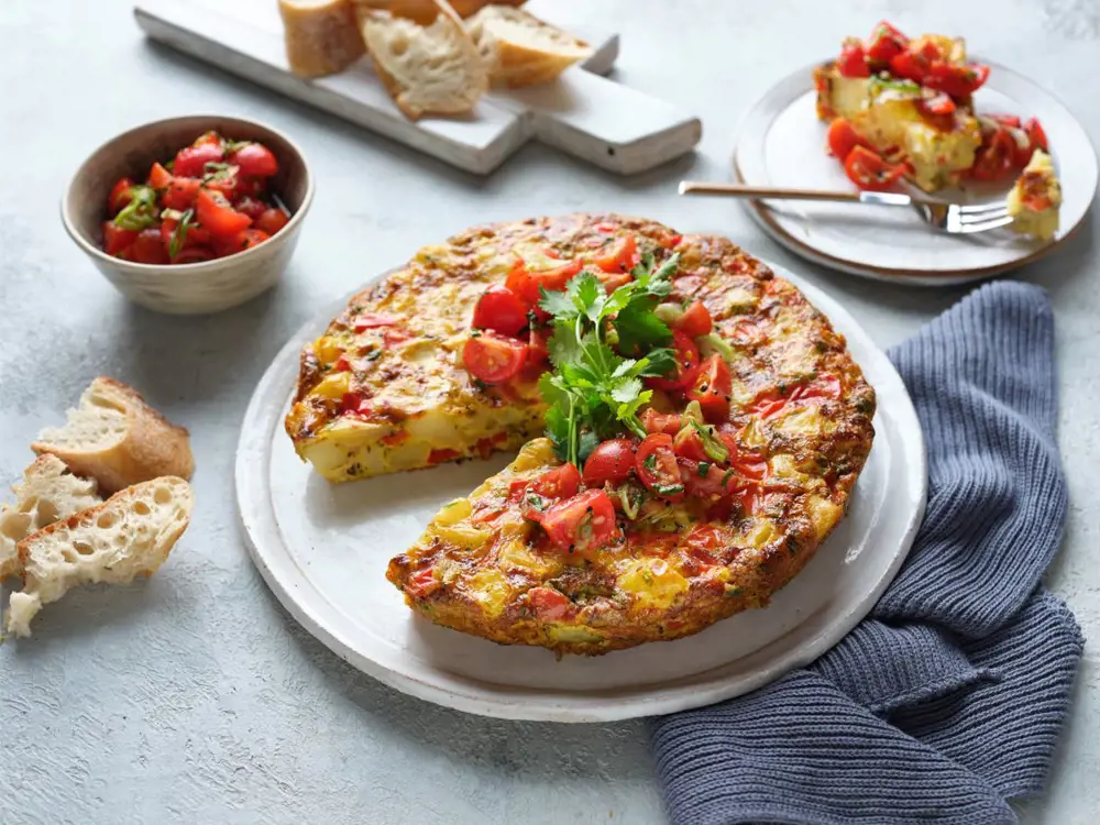Potato and Red Pepper Frittata with Tomato Salad