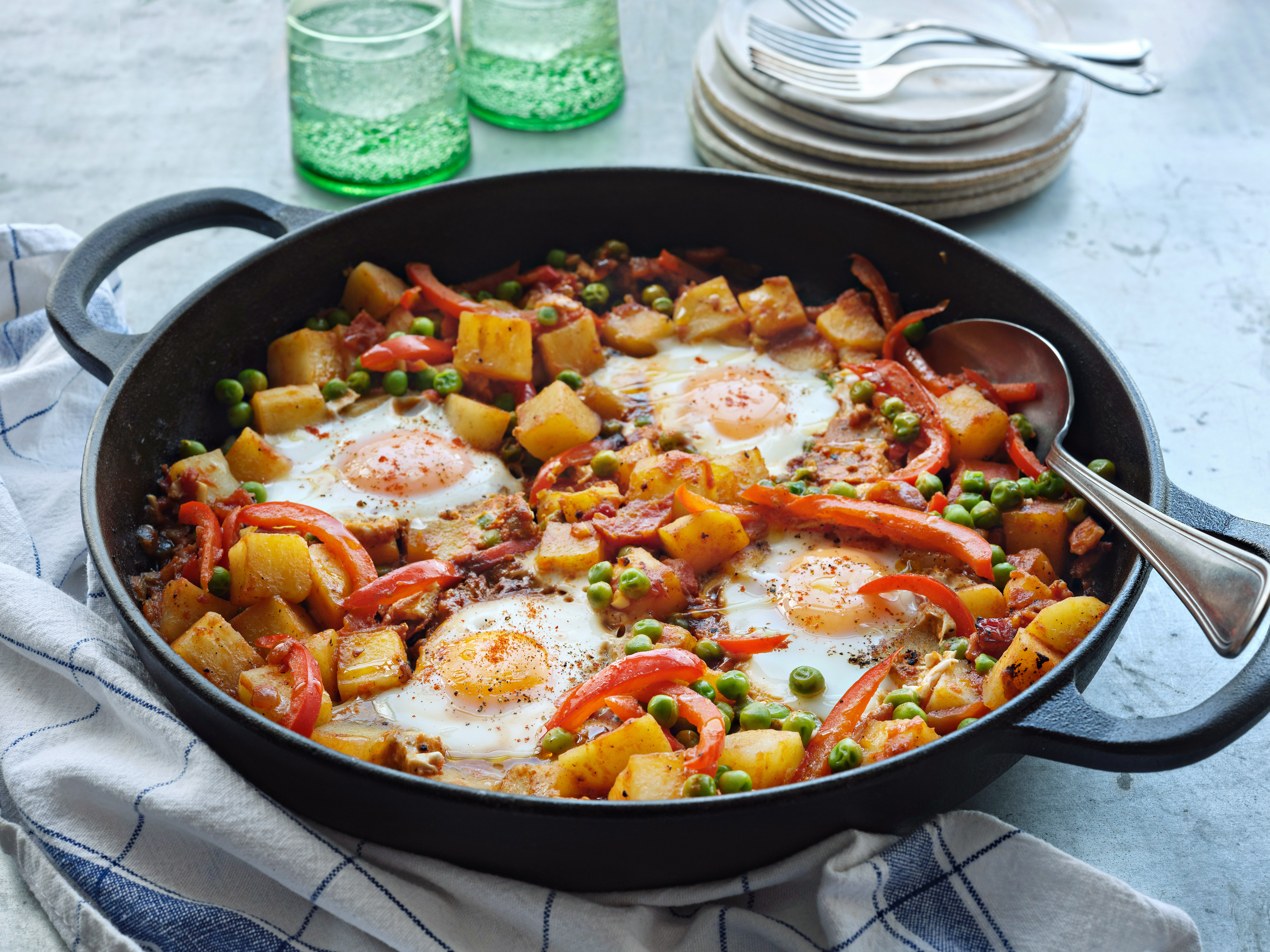 Spanish Style Eggs with Peppers and Bacon