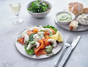 Seafood Plate with Dublin Bay Prawns, Crab and Organic Smoked Salmon