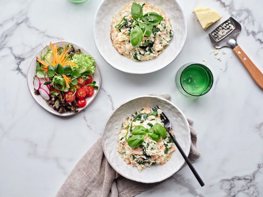 Organic Smoked Salmon and Spinach Risotto