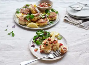 Crab Cakes with Tomato Dressing