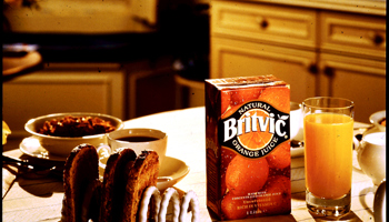 Britvic carton of branded juice on table