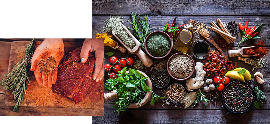 collection of spices and ingredients