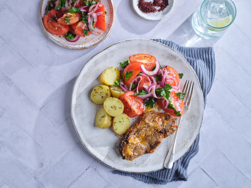 Lamb Chops with Parsley and Tomato Salad
