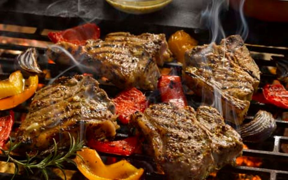 Barbecued Honey and Mustard Glazed Lamb Chops with Quinoa Salad