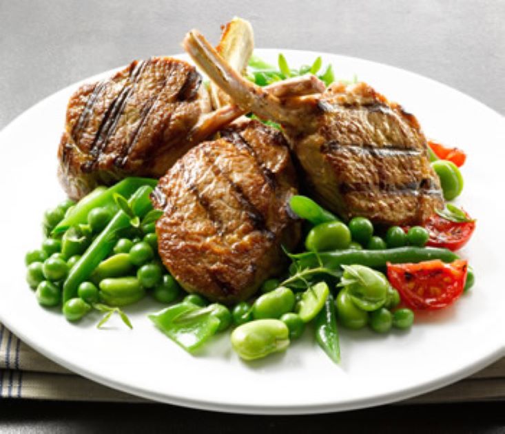 Barbequed Lamb Cutlets with Summer Vegetables