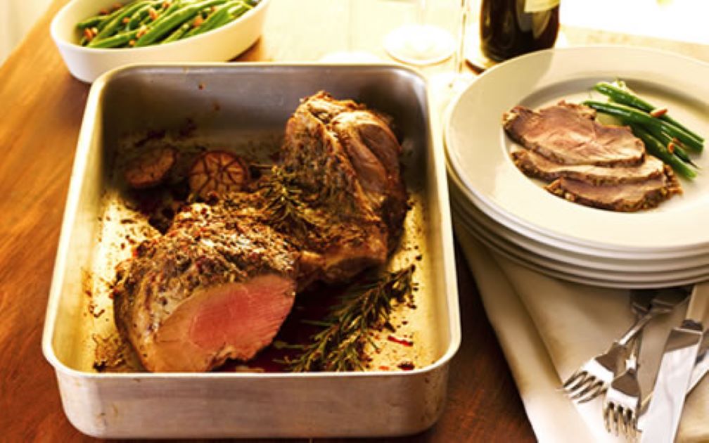 Butterfly Leg of Lamb with Anchovy and Rosemary Topping