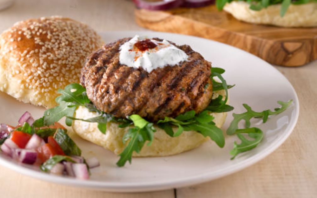 Harissa Flavoured Lamb Burgers with Tzatziki