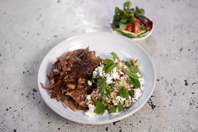 Mark’s Slow Roast Lamb Shoulder, Dressed Couscous and Broad Bean Salad