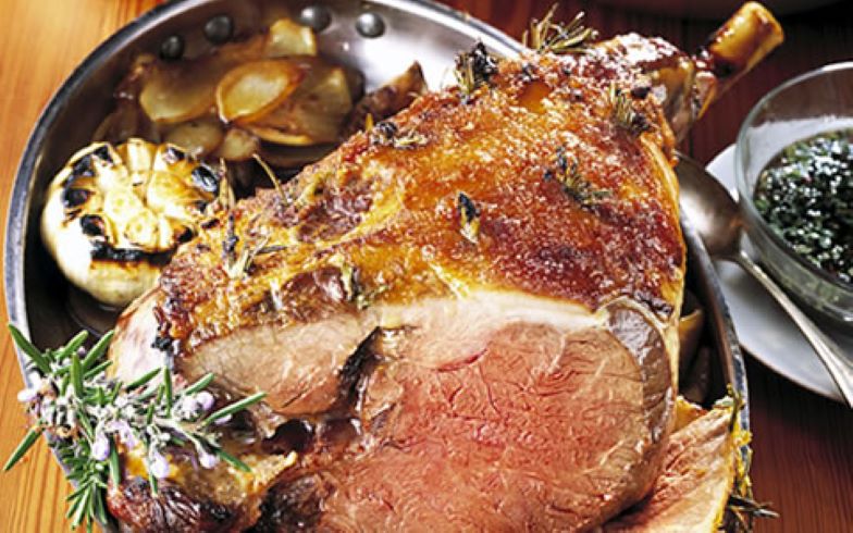Roast Leg of Lamb with Honey Orange Glaze and Port and Mint Dressing