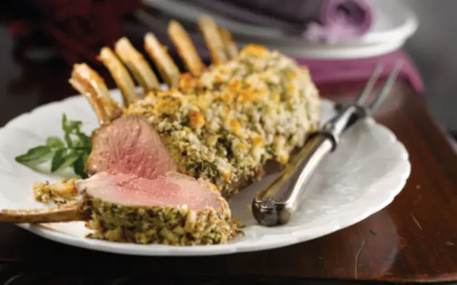 Roast Rack of Lamb with Mustard and Herb Topping
