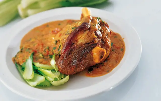 Slow Cooked Shank of Lamb in a Thai Curry Sauce