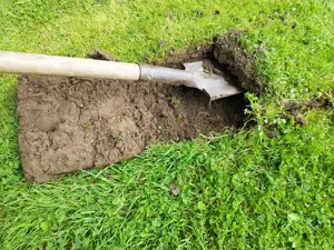 Soil being dug up for planting 