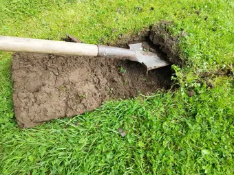 Soil being dug up for planting 