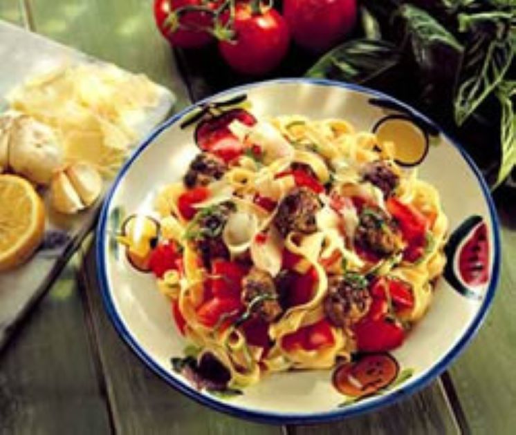 Italian Meatballs with "No Cook" Tomato Sauce