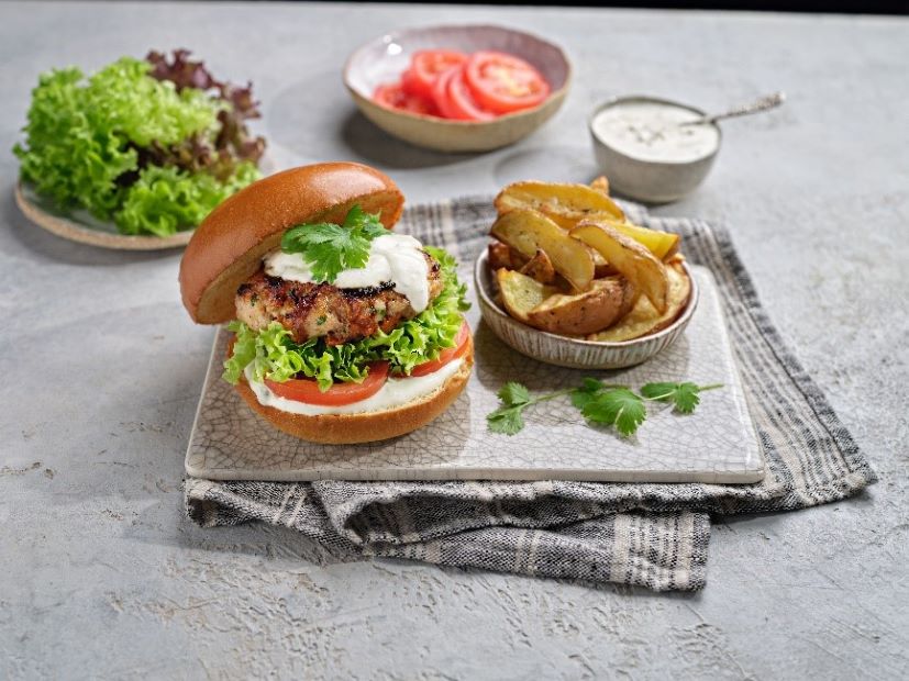 Pork Burgers with Blue Cheese Dressing